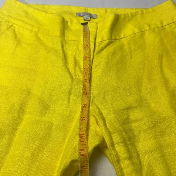 LOFT Marisa Yellow Linen Blend Wide Leg Pants Size 4 Casual Summer Coastal Beach - Picture 7 of 12